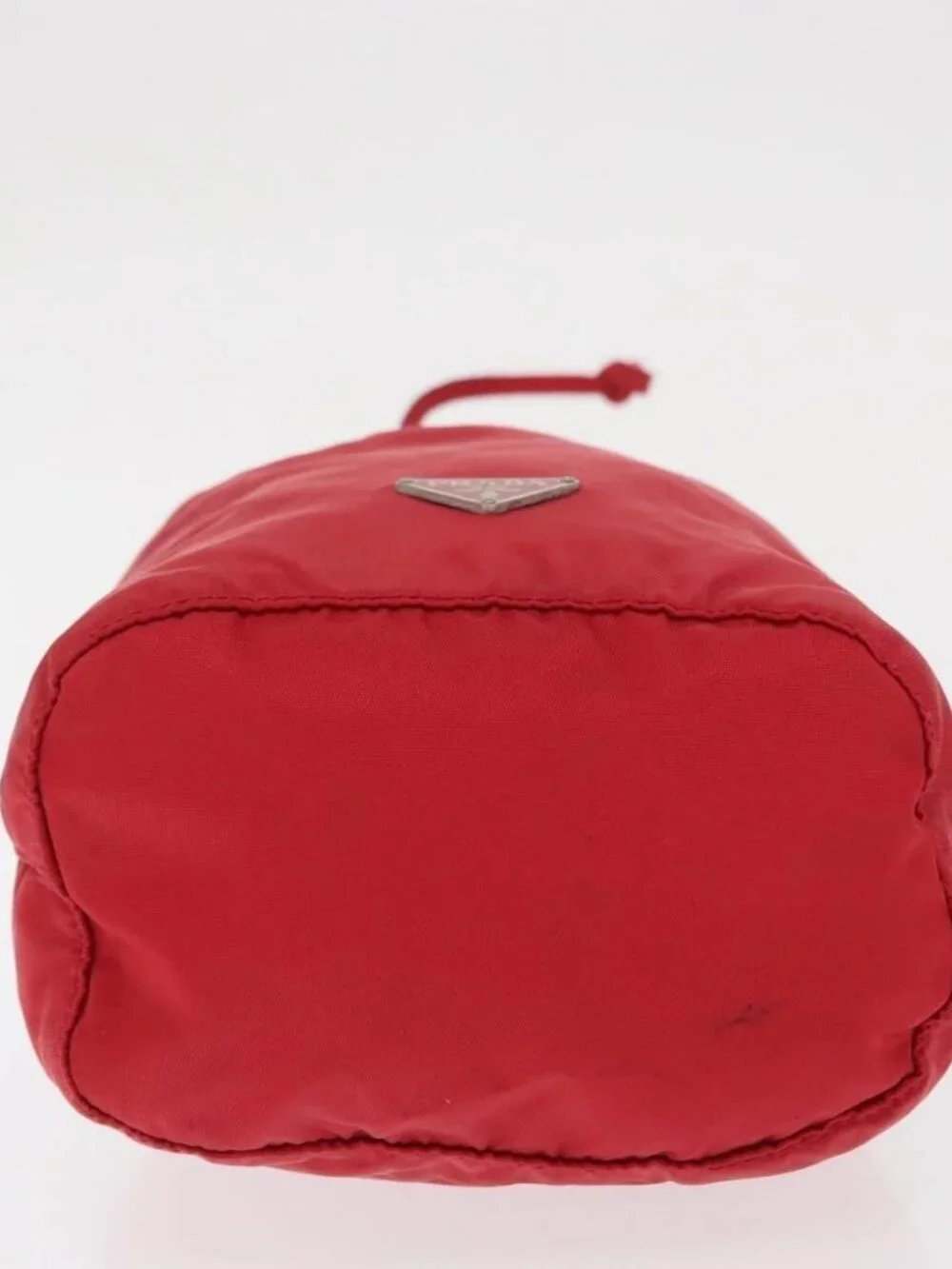 PRADA Drawstring Pouch Nylon Red Auth ka2042